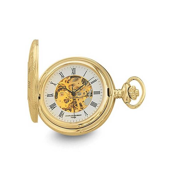 Charles Hubert Gold Finish White Dial 48mm Pocket Watch - Picture 1 of 5